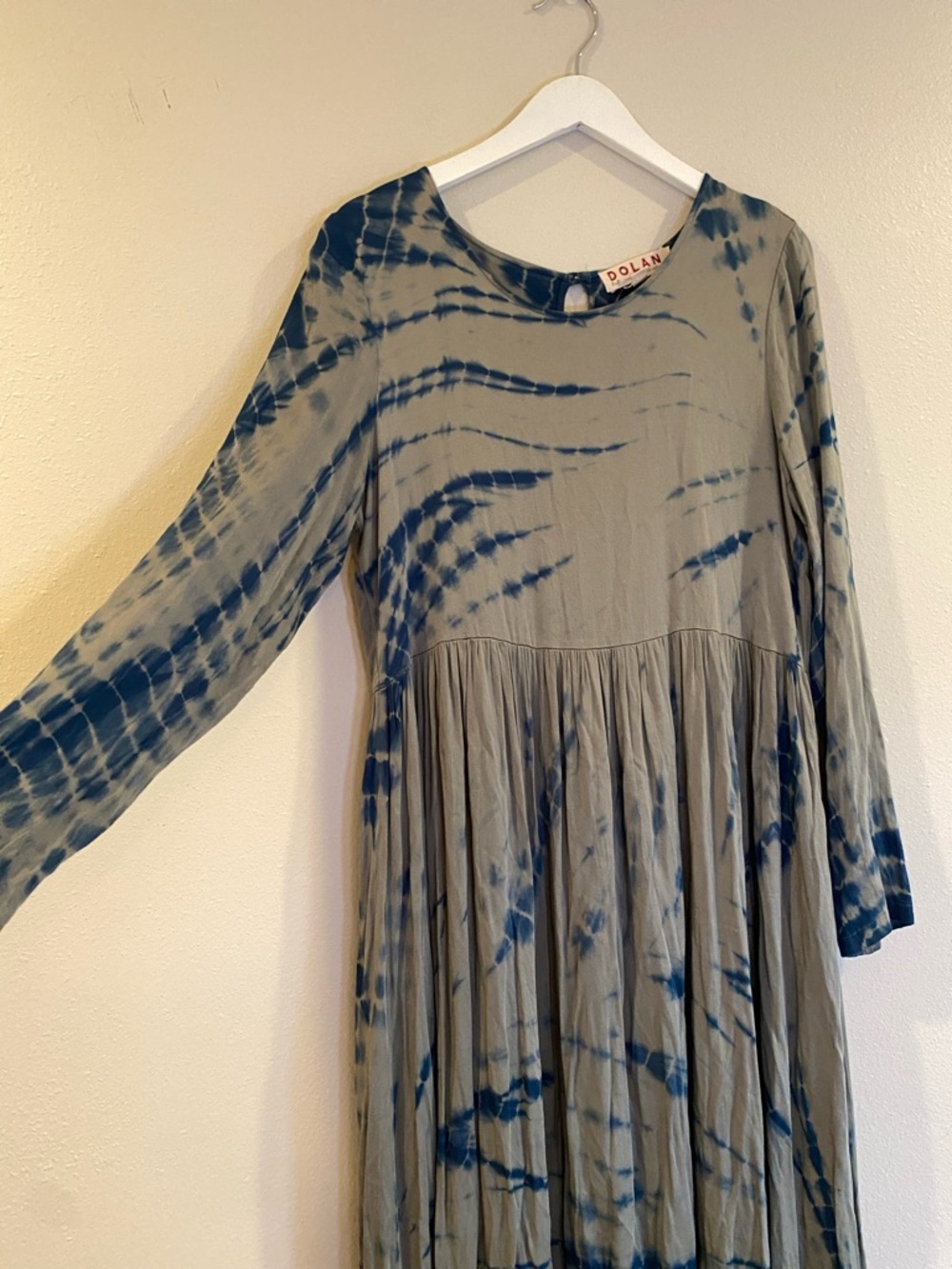 Dolan Left Coast Anthropologie Tie Dye Maxi Dress M Gray Blue Boho Long Sleeve - Picture 11 of 14